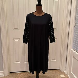 J Jill Wearever Collection woman’s Rayon&Lace black dress.Size 1X